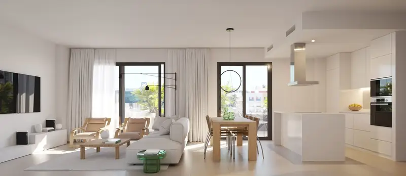 Salón comedor luminoso de una vivienda de Biznaga