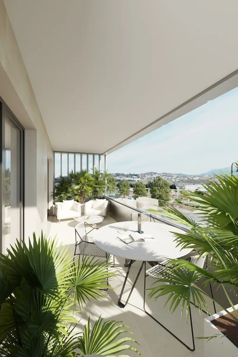 Terraza de una vivienda de Biznaga con vistas a la sierra