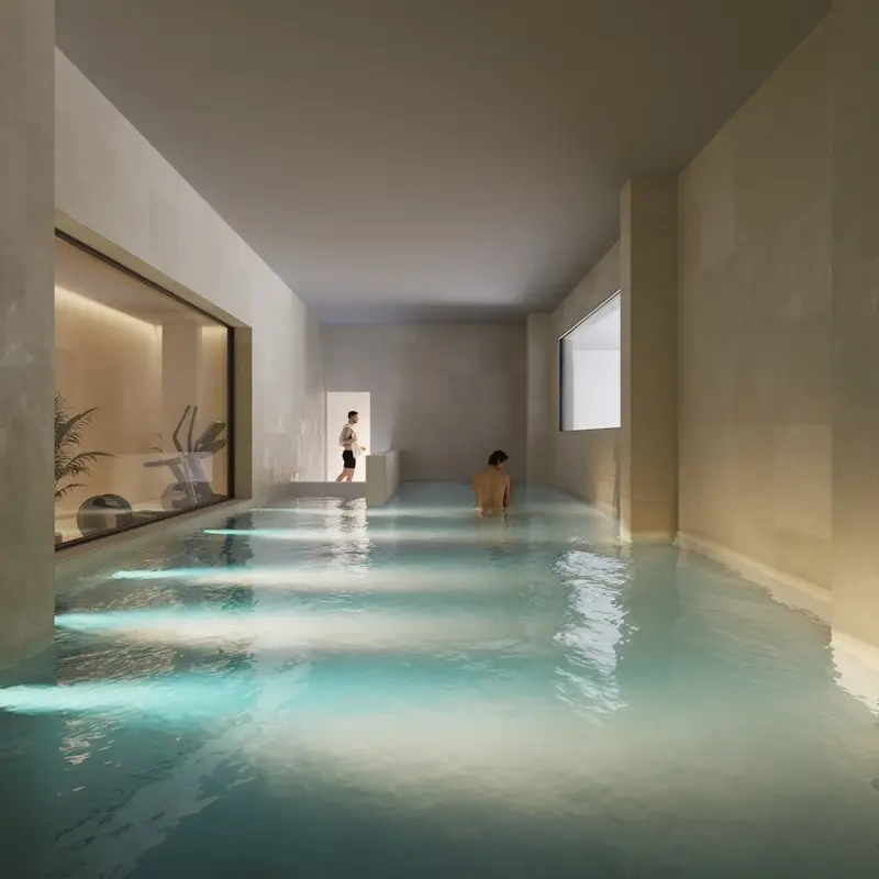 Spa interior con piscina climatizada en Biznaga